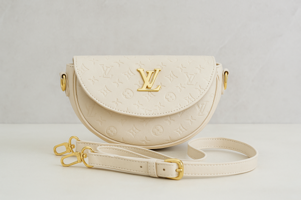 Louis Luxe Curve – Cream Monogram Crossbody Bag