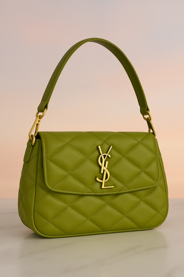 Olive Luxe Quilted YSL-Inspired Shoulder Bag