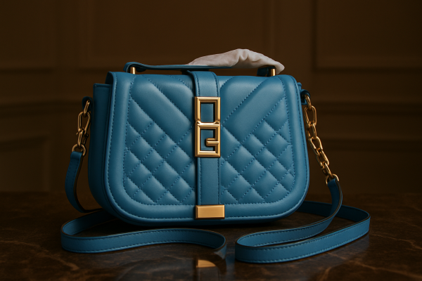 Blue Quilted Crossbody Bag
