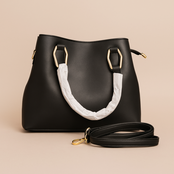 Midnight Elegance Black Leather Tote